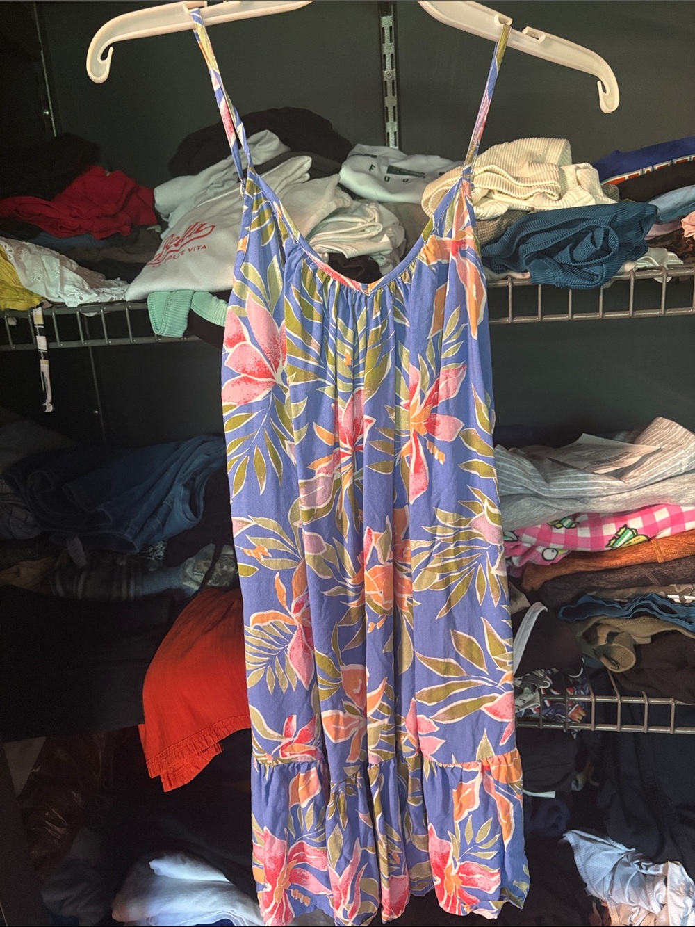 Billabong Blue Floral Spaghetti-Strap Mini Dress